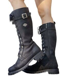 Harley Davidson*Savannah 14"*Lace Up tall Knee HIgh Biker Boots! 8.5